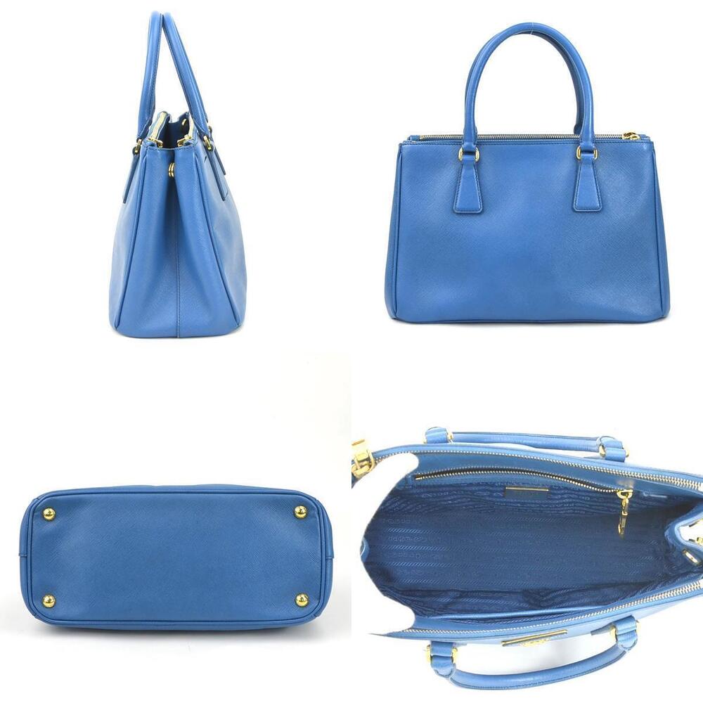 Prada Saffiano Tote Double Lux Bllue Galleria 2way Zip Black